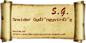 Sneider Gyöngyvirág névjegykártya
